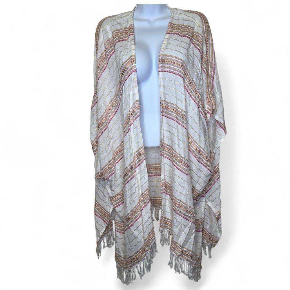 Rebellion Against Kimono Beach Coverup Cream Pink With Metallic Gold Stitching